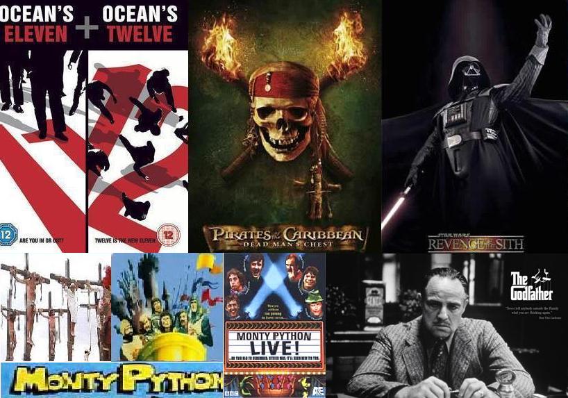 Star Wars - Karib-tenger kalzai - Monty Python - Keresztapa - Ocean's Eleven,Twelve